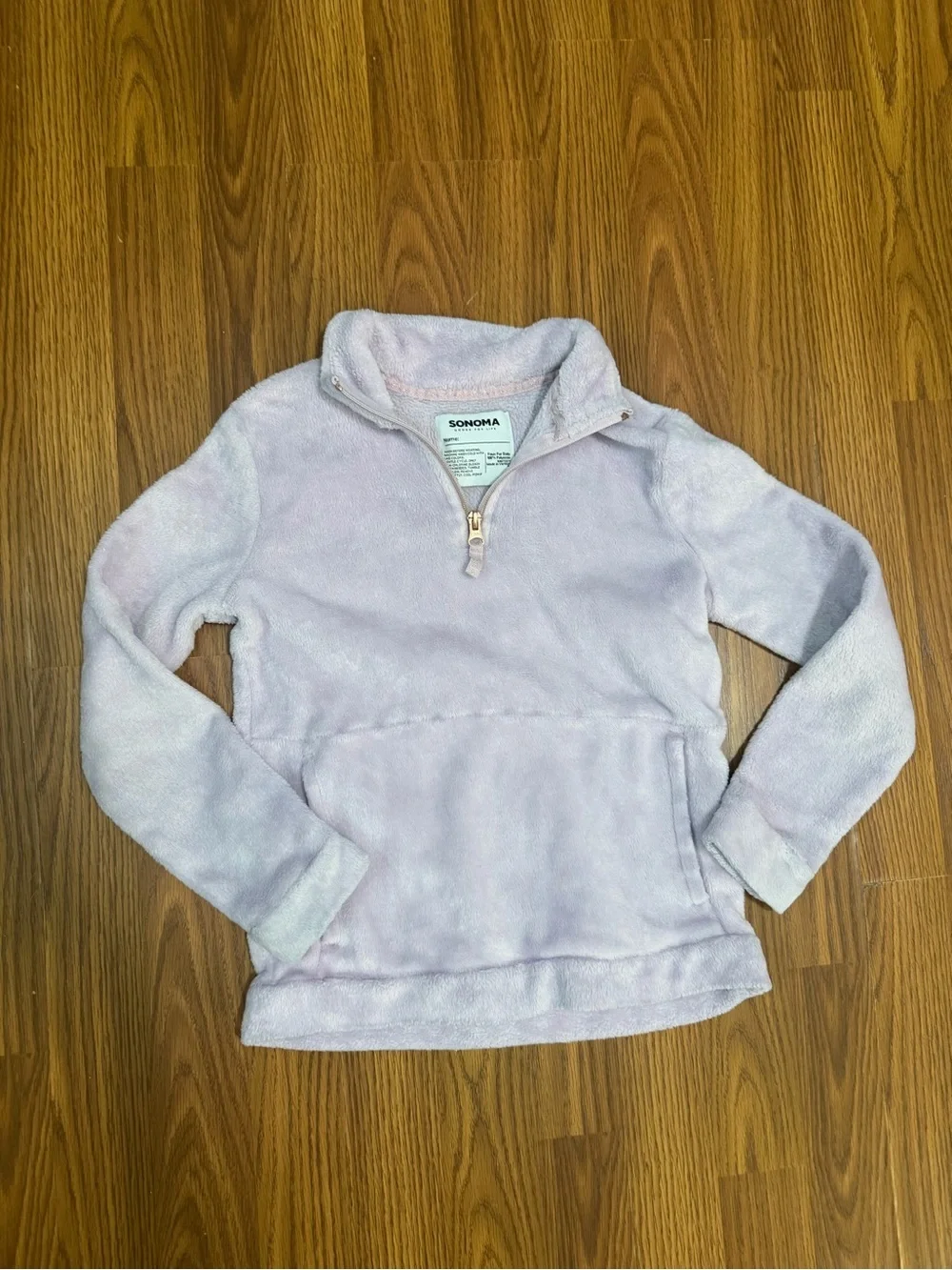 Sonoma Goods for Life lavender quarter-zip faux fur fuzzy soft fleece pullover 7